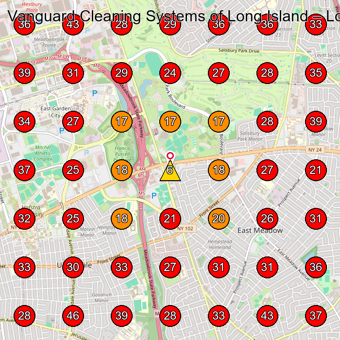 Vanguard Cleaning Systems of Long Island GeoGrid visibility map for Commercial Cleaning Service in Bellmore